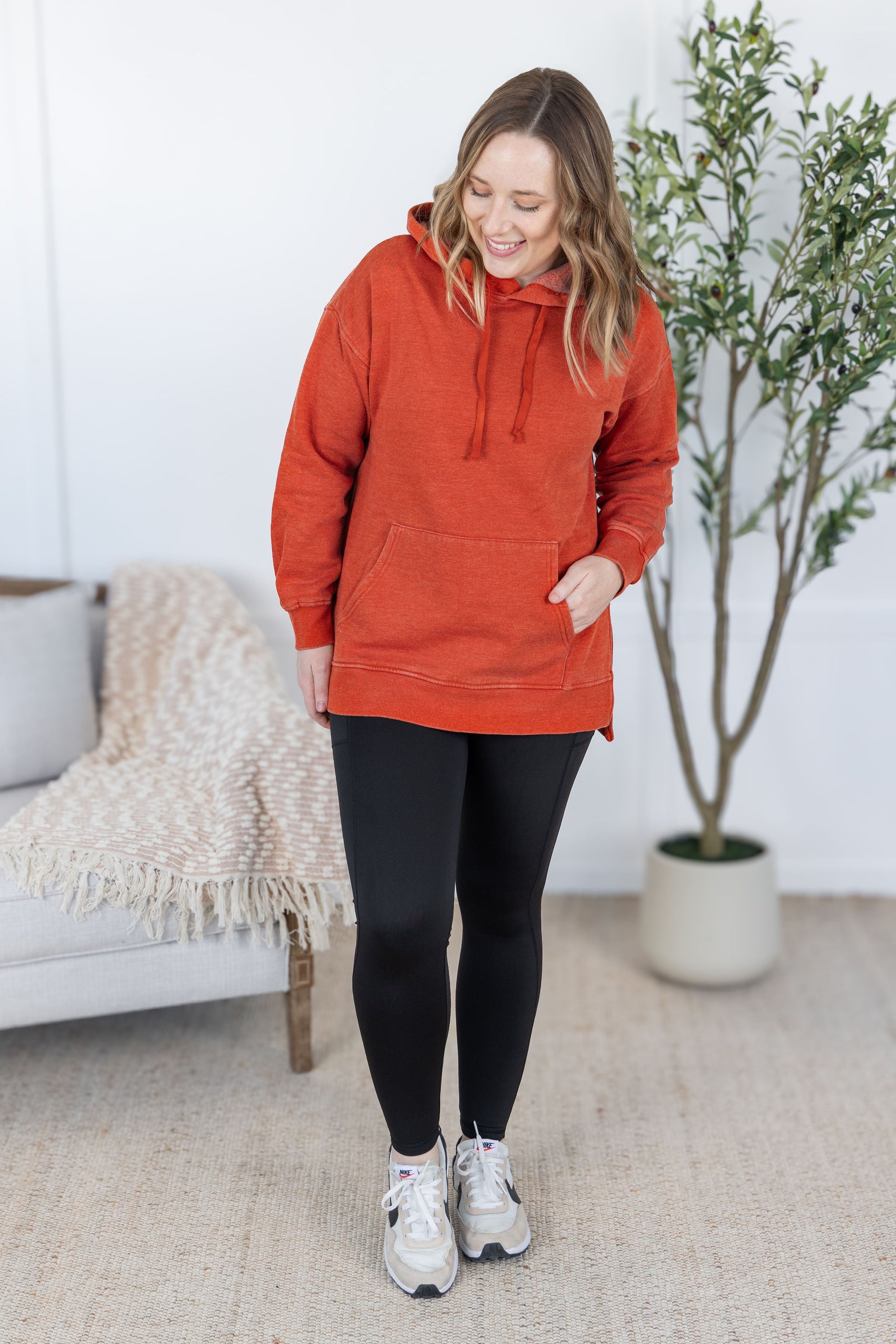 Vintage Wash Hoodie - Rust